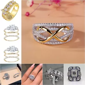 Jewelry Elegant Rings Cubic Zirconia Women Wedding Ring Size 5-12 - Bild 1 von 29