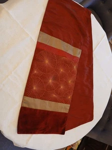 Festive Wine Red Table Runner 70 x 13" Velvet + Embroiderd Panels Made In India - Picture 1 of 13