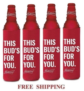 BUDWEISER 4 SLIM 16oz ALUMINUM BOTTLE COOLER COOZIE KOOZIE HUGGIE NEW BUD - Picture 1 of 1