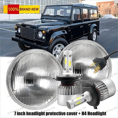 Par de faros LED redondos de 7 pulgadas DRL haz alto/bajo para Land Rover Defender 90 110 Foto 1 de 4