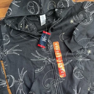 Disney Nightmare Before Christmas Hoodie Sweatshirt Wmn XS Black Embroidered NEW - Picture 1 of 8