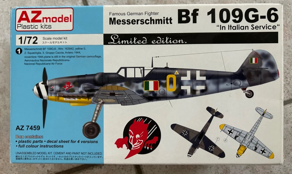 AZ MODEL 1/72 7459 MESSERSCHMITT BF 109 G-6 in italian service - Immagine 1 di 1