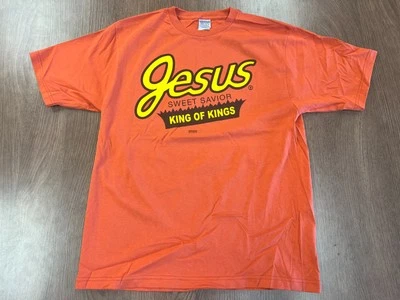 VINTAGE JESUS T SHIRT REESE'S PARODY TEE XL KERUSSO CHRISTIAN TEE 90S NOS NEW - Image 1 of 4