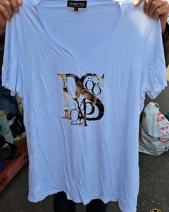 Pompöös - Schönes, weisses Shirt mit tollem, interessantem Aufdruck, Gr. 52, NEU - Bild 1 von 2