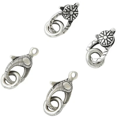 4pcs Brass Lobster Claw Clasps w/ Jump Rings Silver for Keychain Jewelry Making - Image 1 of 4