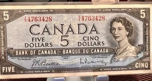 1954 Canada Bank of Canada  5 Dollars Uncirculated Crisp Superb - Picture 1 of 4