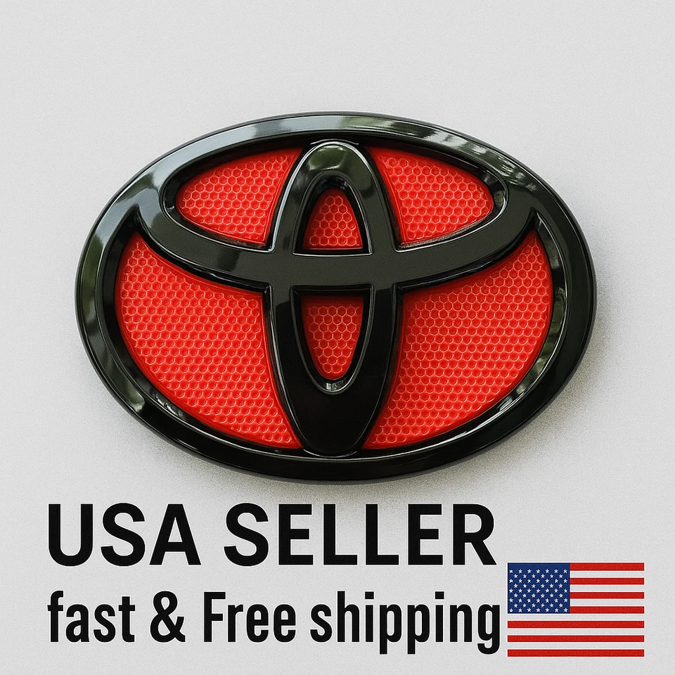 Toyota Corolla Front Grill Emblem 14CM Gloss Black Red Logo Replacement Badge - Image 1 of 2