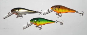 3 Vintage Bagley's 3" Minnow Wood Crankbaits - Made in USA -NEW - Out of Package - Picture 1 of 1