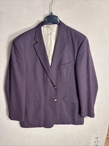 Stafford Mens 46L Relaxed Fit  Burgundy Wine 2 Gold Button Blazer Poly Wool - Picture 1 of 15