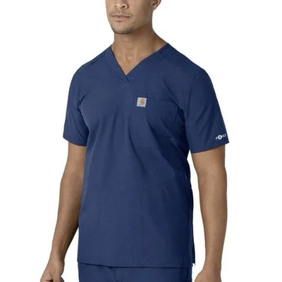 Nuevo con etiquetas Blusa Médica Carhartt Force Para Hombre XL Ajuste Moderno Cuello en V 4 Bolsillos Azul Marino Foto 1 de 4