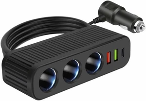 Auto KFZ Adapter Zigarettenanzünder Hub Verteiler 3 Fach plus 4 USB 12V 24V 120W - Bild 1 von 7