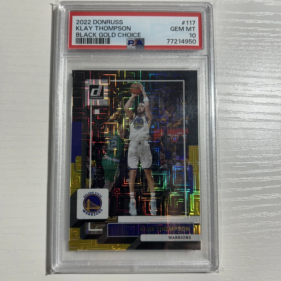 2022-23 Panini Donruss Klay Thompson #117 Black Gold Choice 1/8 PSA 10  - Image 1 of 3