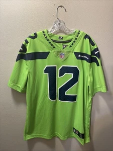 Nike Seattle Seahawks "12th Man" FAN NFL Game Jersey Men's Sz L Neon Green - Picture 1 of 19