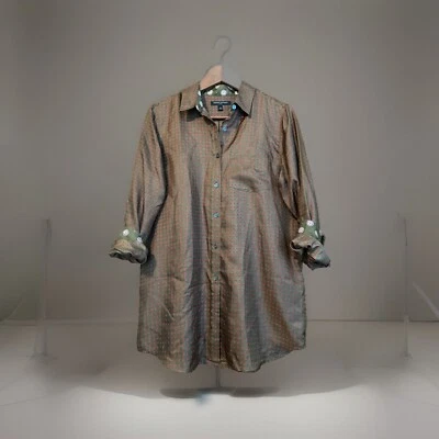Blusa Banana Republic de seda manga comprida estampa marrom tamanho P blusa - Imagem 1 de 4