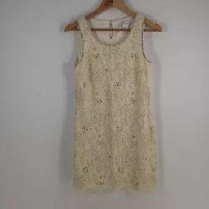 Forever New womens dress size 6 shift ivory lace floral sleeveless zip 059614 - Picture 1 of 9