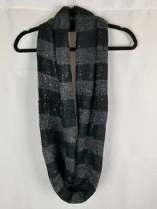 Bufanda tejida JC Penney negra plateada infinita talla única nueva (C84) - Imagen 1 de 7