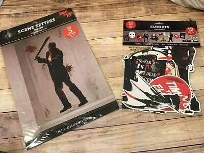 Пятница 13 Джейсон Вурхиз фон и 12 шт. украшения для Хэллоуина новый - Изображение 1 из 2