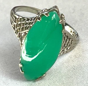 ANILLO DE JADE DE FILIGRANA ANTIGUO DE COLECCIÓN 1930 BELAIS 10K W ORO TALLA 5.75 - ENVÍO GRATUITO - Imagen 1 de 5