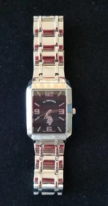 U.S. Polo Assn. Silver Tone Watch Black Dial Adjustable Link Band 8" New Battery - Picture 1 of 6