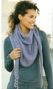 ~ Pull-Out Knitting Pattern For Pretty Crochet Border Stocking Stitch Shawl ~ - Picture 1 of 2