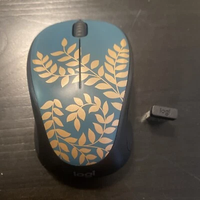 Logitech M317 M317C Wireless USB Mouse w/ Receiver Golden Garden Custom - Image 1 of 3
