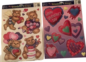 Valentine's Day  Classic Window Clings Hearts Love Bears Candy Cupid Vintage - Picture 1 of 12