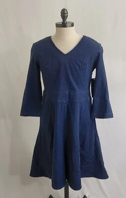 Chetta B Blue Denim Long  Sleeve Dress Back Zip Up Sz 16 NWT- Missing Belt - Image 1 of 4
