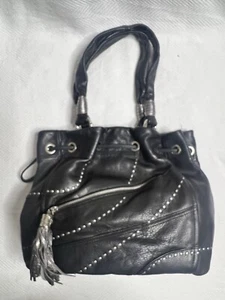 B.MAKOWSKY Borsa a tracolla hobo in pelle nera borsa shopper NUOVA!!! - Foto 1 di 9