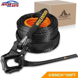 3/8"x100' 25000LBs Synthetic Winch Line Cable Rope Off Road Vehicle SUV ATV UTV - Picture 1 of 8