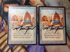 MTG Magic the Gathering 2x City of Brass Arabian Nights English PL Signed