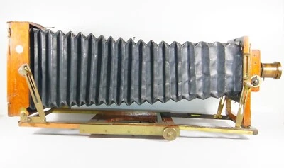 Thornton Pickard Triple Extension 1/2 Plate Folding Bellows Camera + Dark Slide - image 1 of 4