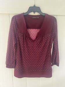 The Limited Blouse Women's Size M Nylon Top Burgundy Long Sleeve Sheer