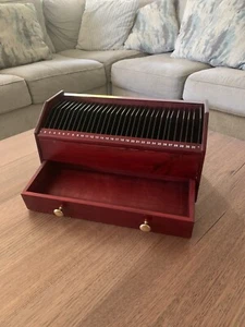 Wooden Mahogany Stain 31 + Day Slotted Office BILL Holder With Stationery Drawer - Picture 1 of 4