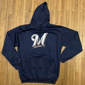 MLB Milwaukee Brewers Majestic Navy Blue Hoodie Size XLT - Bild 1 von 5