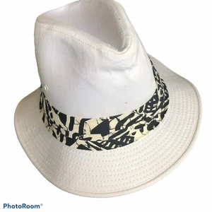 Arlin Fedora Hutband weiß Baumwolle Twill 7-7 1/2 schwarz/weiß bedruckt - Bild 1 von 3