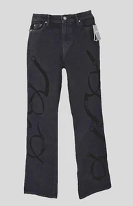 Jeans donna Lauren Ralph Lauren taglia 8 vita alta bootcut nero stampa cintura - Foto 1 di 16