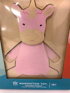(New) Manhattan Toy Pink Unicorn Puzzle 18 M+ Sturdy Wooden Puzzle Birthday Gift - Picture 1 of 8