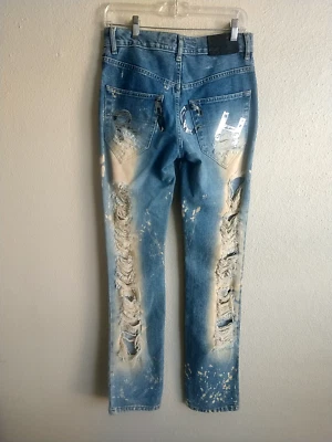 Pantalones de mezclilla para mujer John Richmond talla 29 azul adornado desgastado (013) Foto 1 de 4