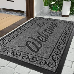 Welcome Front Door Mat, Heavy Duty Easy Clean Doormat Indoor Outdoor, Waterpr... - Picture 1 of 9