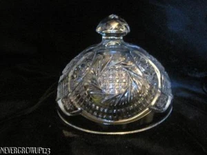 VTG GLASS~MCKEE SUNBURST ROUND BUTTER DOME LID ONLY~STAR/CANE DESIGN~EUC - Picture 1 of 3