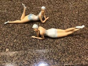 20er Jahre Baden Schönheit Figur ~ 2er Set ~ hellblau - Bild 1 von 6