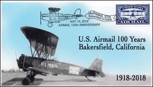 18-126, 2018, Airmail 100 years, Bakersfield CA, Pictorial, Event Cover, - Picture 1 of 1