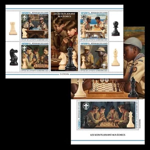 Scouts Playing Chess MNH Stamps 2023 Guinea M/S + S/S - Picture 1 of 3