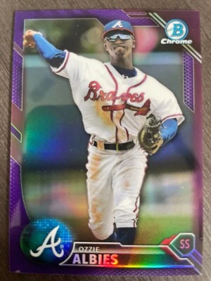2016 Bowman Chrome Ozzie Albies Purple Refractor Atlanta Braves serial /250 - Image 1 of 2