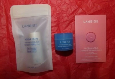 NEW LANEIGE Water Sleeping Mask + Cream Skin Toner Moisturizer + Lip Mask - Image 1 of 2