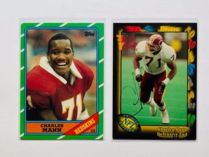 Charles Mann Signed 1991 Wild Card NFL Football Karte #43 & 1986 Topps - Bild 1 von 4
