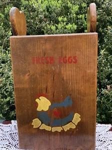 Vintage Primitive Trash Can FRESH EGGS Hen on Nest Potato Bin Umbrella ❤️sj11h7s - Picture 1 of 11