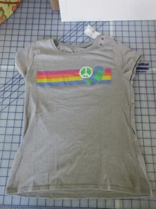 Children’s Place Girls T Shirt World Peace Rainbow & Old Navy Flamingo 10 12 NEW - Picture 1 of 7