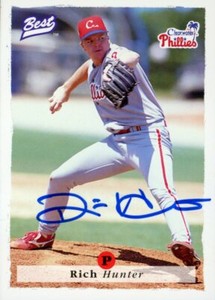 1995 Clearwater Phillies RICH HUNTER Signed Card autograph RC PASADENA, CA