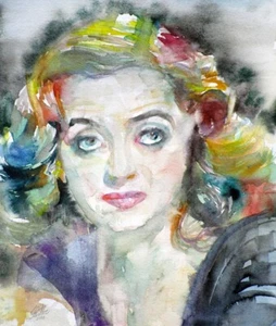 BETTE DAVIS retrato acuarela - PÓSTER - ¡Varios tamaños! pintura estampada hollywood - Imagen 1 de 7